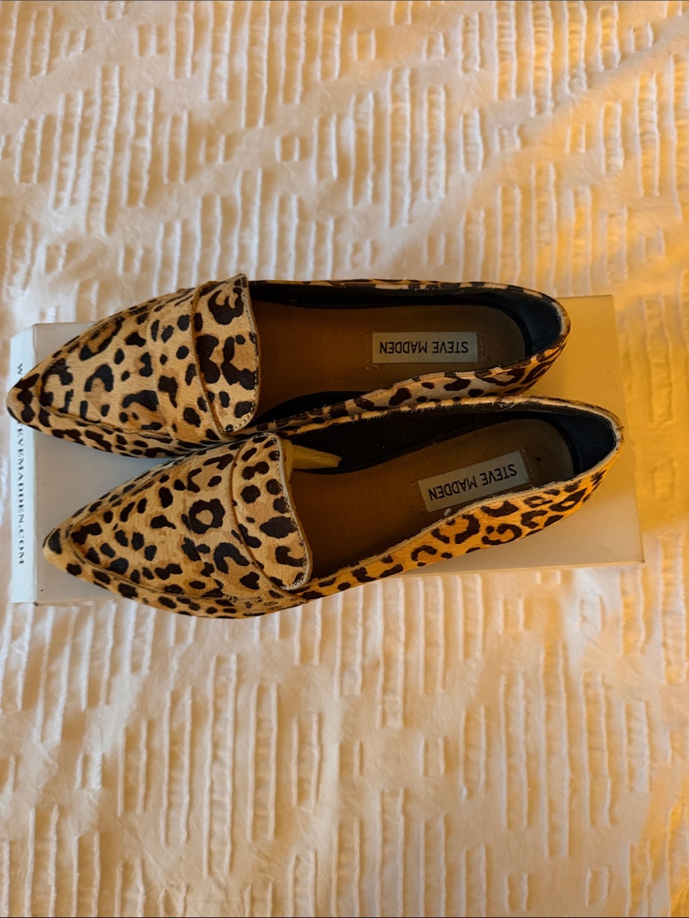 Steve Madden Leopard-Print Pointed Toe Slip-On Flats - Brown/Black